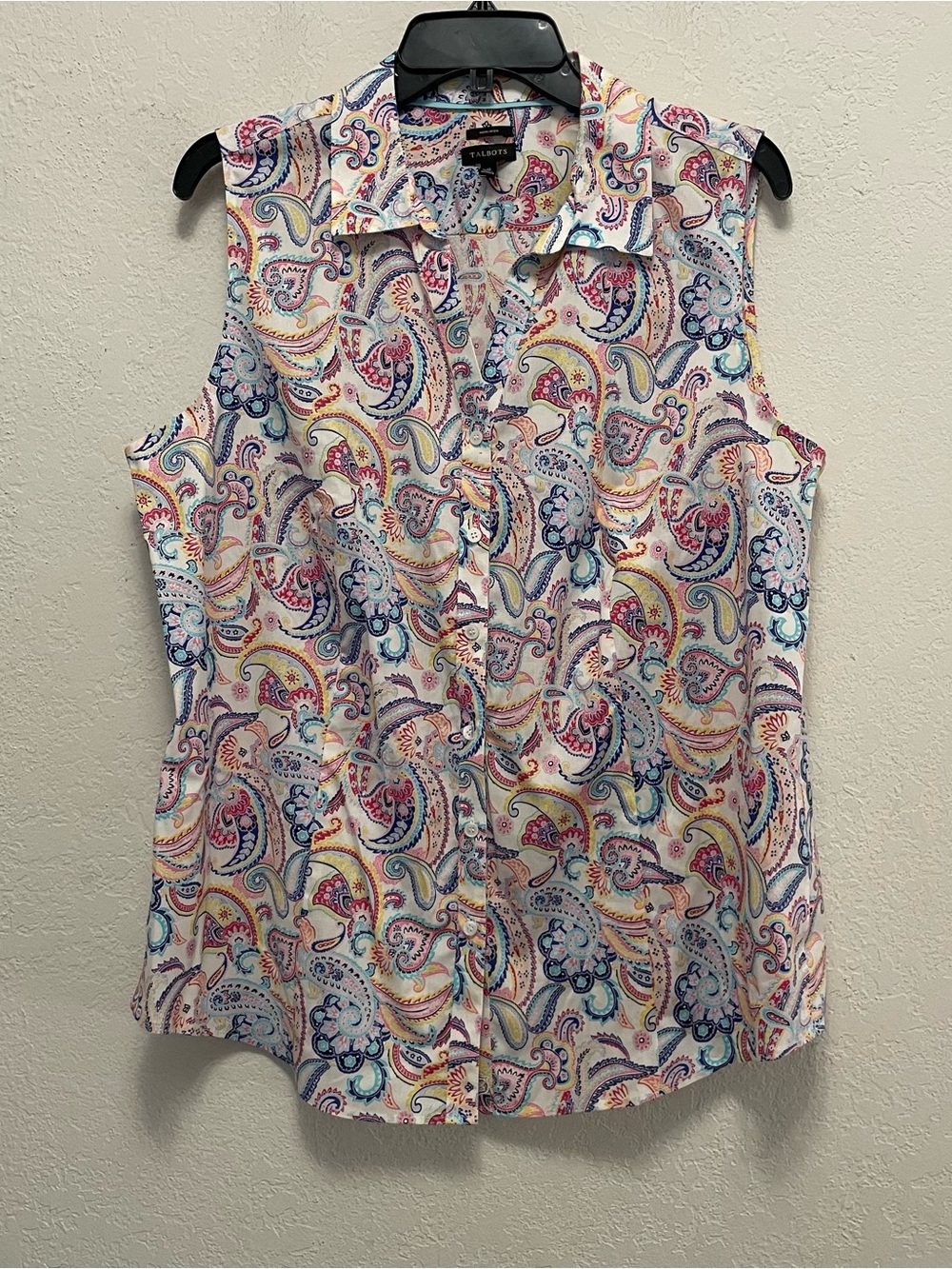 Talbots Paisley Print Wrinkle Free Perfect Shirt Size 16